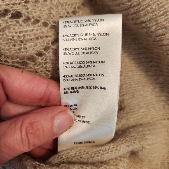 Free People Tunic Sweater Size Large Womens Say Hello Open Knit Oversized Beige - Picture 11 of 12